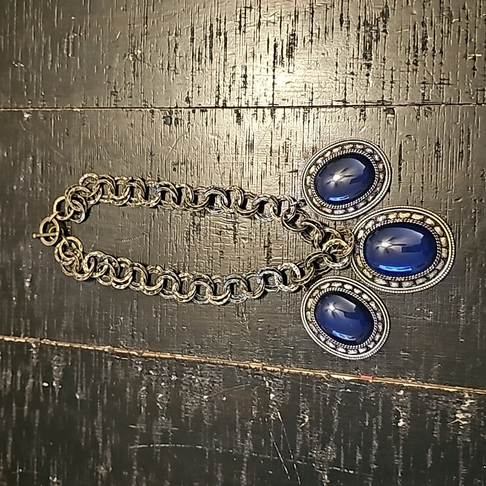 Vintage Blue and Bronze Necklace